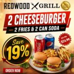 2 Cheeseburger + 2 Fries + 2 Can Soda